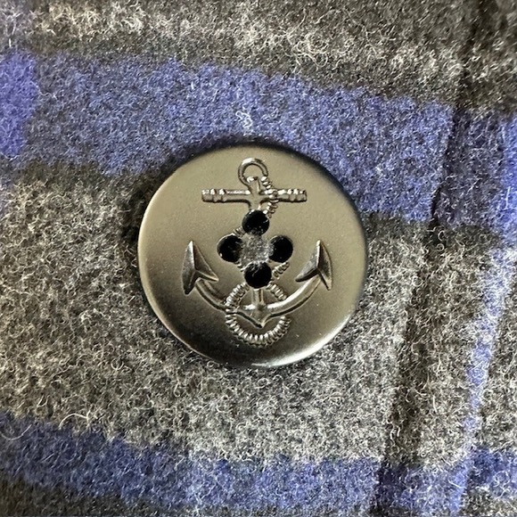 J.Crew Plaid Wool Blend Double Breasted Pea Coat Jacket Blue Gray Size 6 - Picture 13 of 16